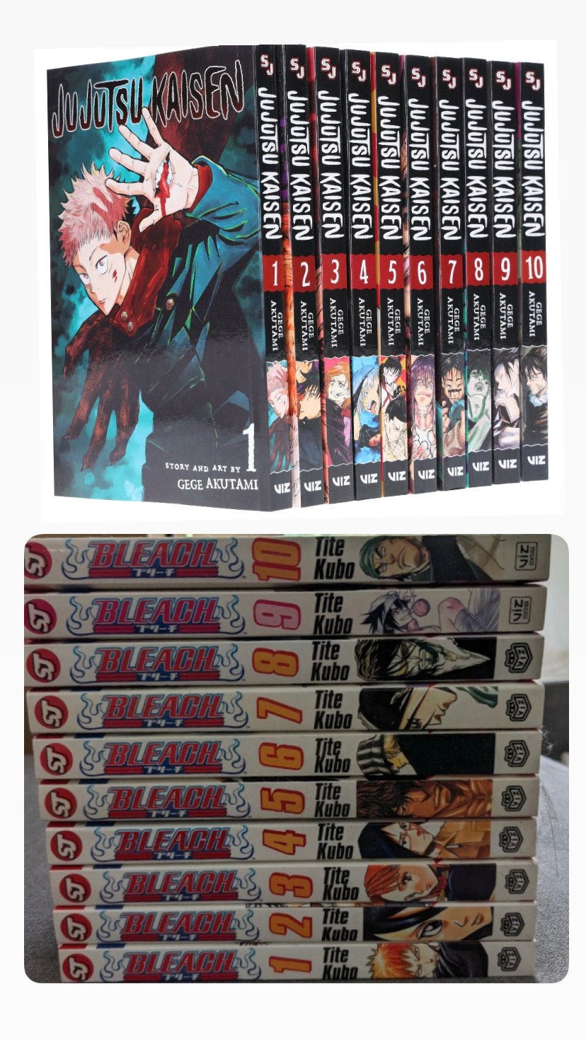 Action Hit Manga Bundle : Jujutsu Kaisen, (Vol. 1-10) || Bleach Box Set (Vol. 1-10) || 💥 With Bonus Manga Wall Framed Poster! - TAKURAI