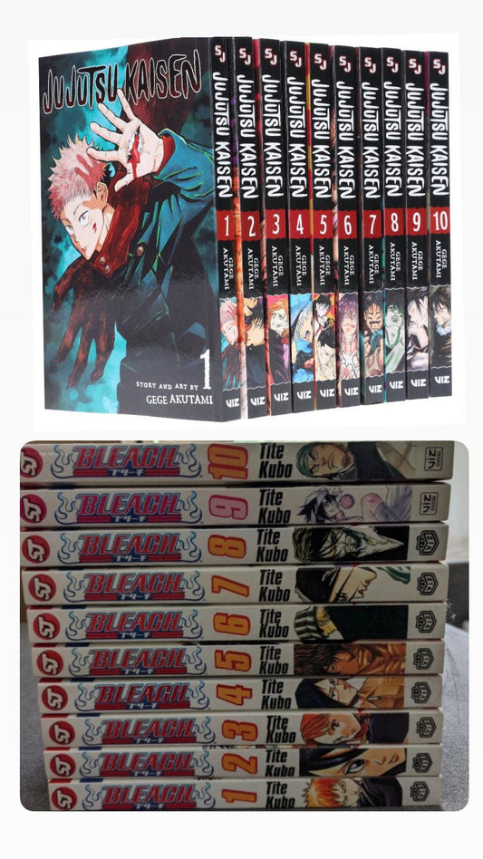 Action Hit Manga Bundle : Jujutsu Kaisen, (Vol. 1-10) || Bleach Box Set (Vol. 1-10) || 💥 With Bonus Manga Wall Framed Poster! - TAKURAI