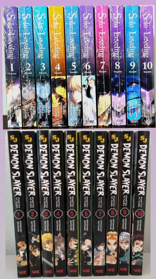 Action Hit Manga Bundle : Solo Leveling Manga Series, Vol 1-10 || Demon Slayer Manga Collection, Vol. 1-10 || 💥 With Bonus Manga Wall Framed Poster! - TAKURAI