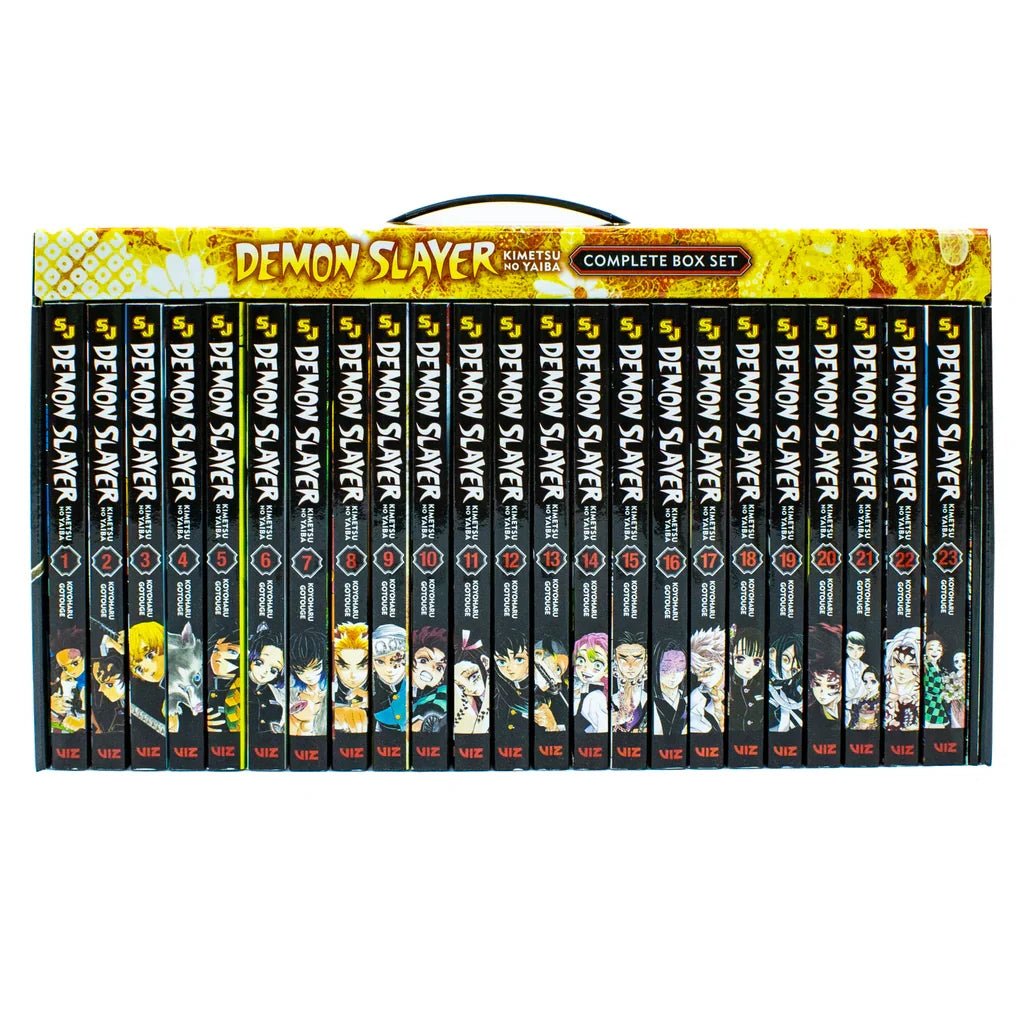 Demon Slayer: Kimetsu no Yaiba Complete Box Set (Volumes 1–23) – Premium Manga Edition with Exclusive Booklet & Poster – Koyoharu Gotouge, VIZ Media with Bookmark and 🎁 Freebie: A Free Manga Wall Poster -Paperback - TAKURAI
