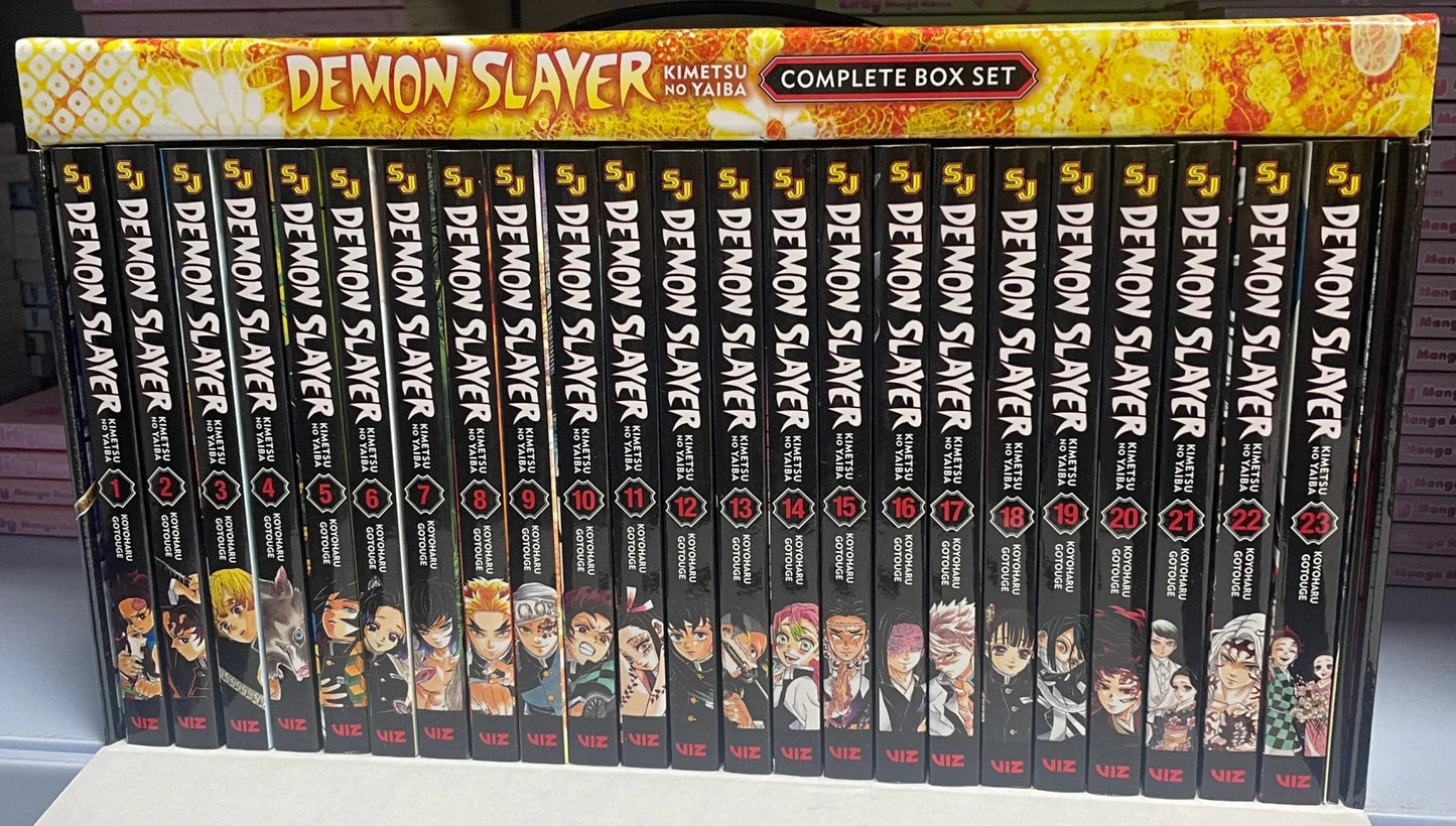 Demon Slayer: Kimetsu no Yaiba Complete Box Set (Volumes 1–23) – Premium Manga Edition with Exclusive Booklet & Poster – Koyoharu Gotouge, VIZ Media with Bookmark and 🎁 Freebie: A Free Manga Wall Poster -Paperback - TAKURAI