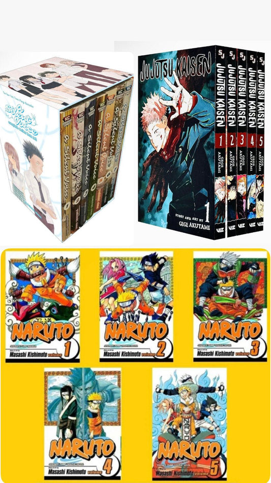 "Echoes Beyond the Silence" A Silent Voice Complete Series Box Set 1-7 || Jujutsu Kaisen, Vol. 1-10 Naruto Box Set 1-10 💥 With Bonus Manga Wall Framed Poster! - TAKURAI