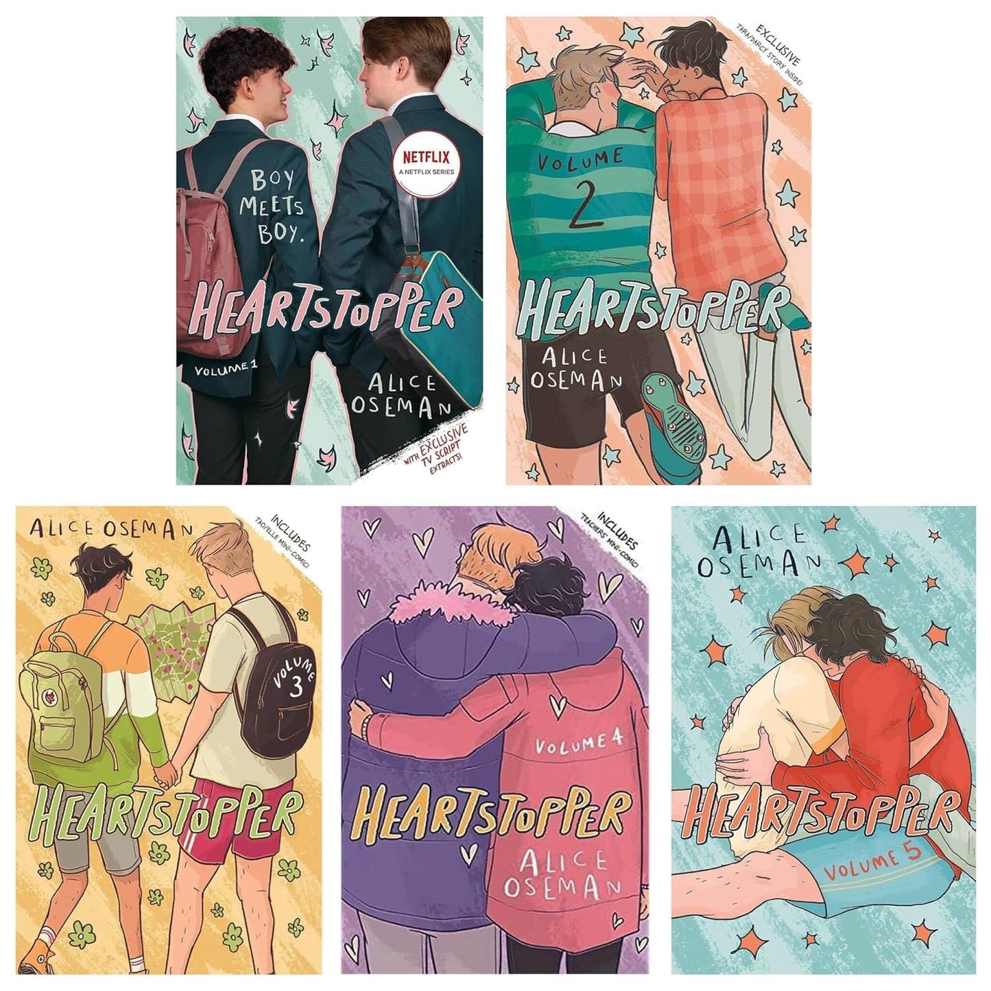 Heartstopper Series (Volumes 1-5) Books Collection Set By Alice Oseman Paperback - TAKURAI