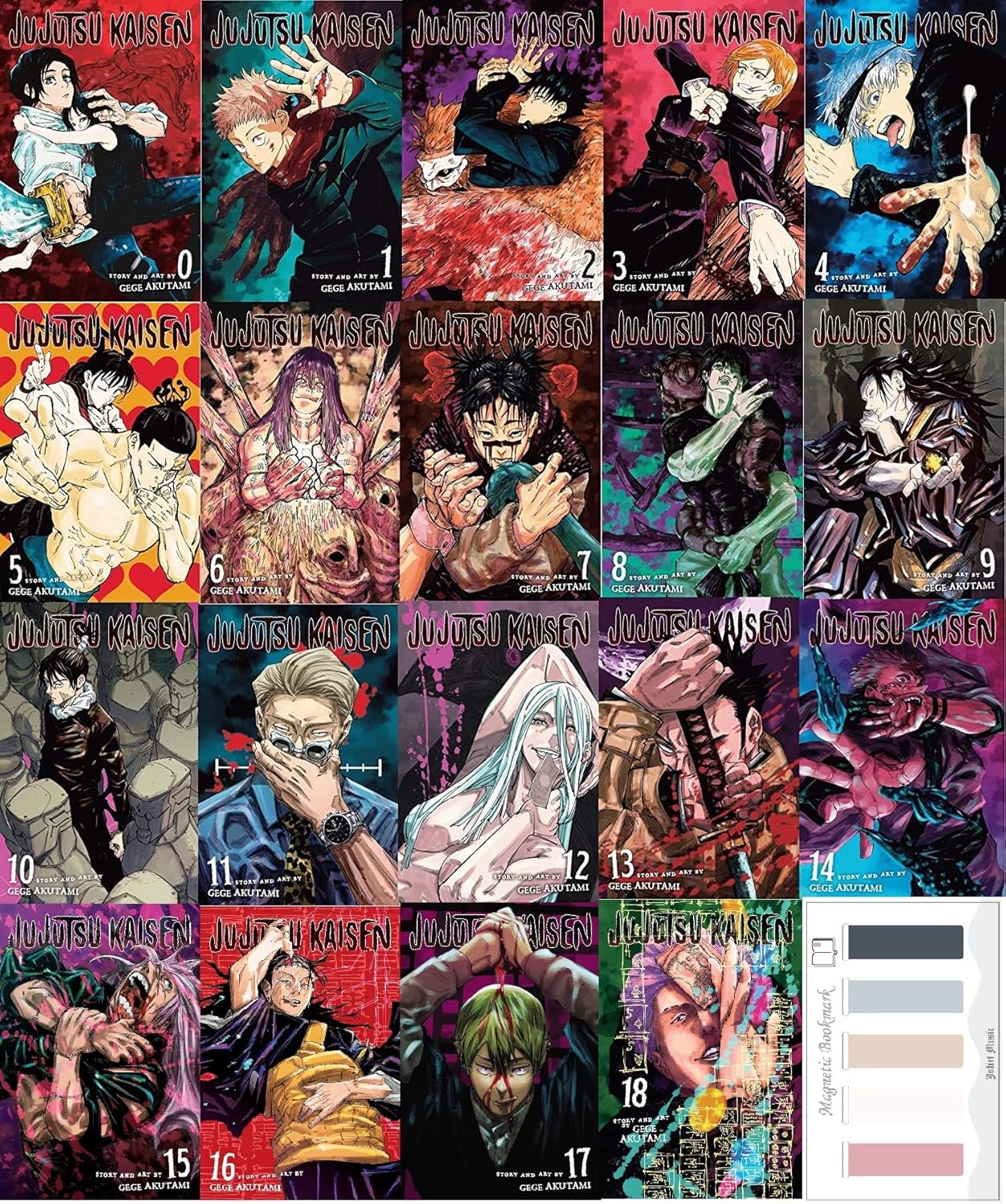 Jujutsu Kaisen Manga Series (Volume 0-18) 19 Books Collection Set by Gege Akutami & Juliet Music Magnetic Bookmarks - TAKURAI